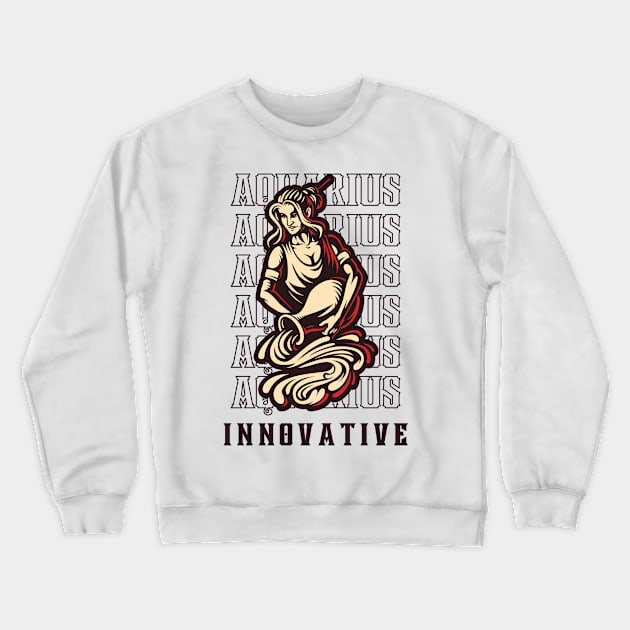 Aquarius The Innovative Zodiac Sign Crewneck Sweatshirt by Creativity Haven